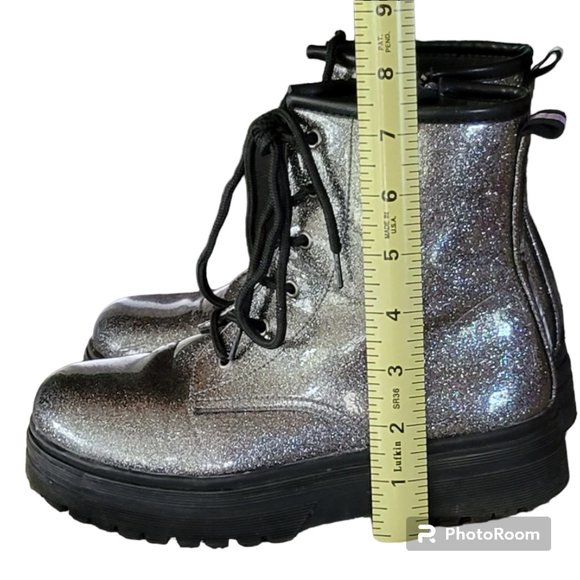 Patrizia Poweress Chunky Platform Gunmetal Metallic Combat Boots EU 36/US 6 - Picture 8 of 11